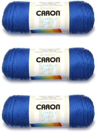 Caron H970039767 Simply Soft Solids Yarn, 6oz, Gauge 4 Medium, 100% acrylic - Royal Blue - Machine Wash & Dry