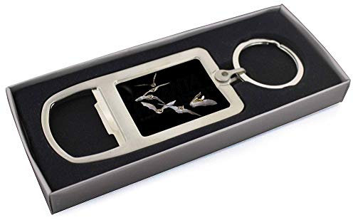 Bats in Flight Chrome Metal Bottle Opener Keyring in Box Gift Mans