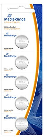MediaRange Lithium Knopfzellen, CR1616|3V, 5er Pack, MRBAT135, Silber