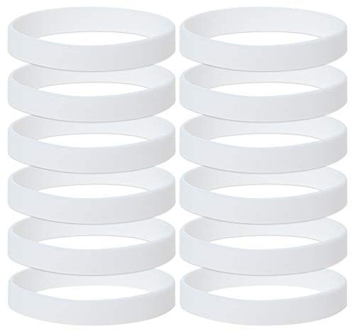 GOGO 12 Stück Silikonarmband Silikon Jelly Armbänder für Erwachsene, Gummi Armreifen, Partyzubehör- Weiß