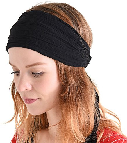 CHARM Damen Herren Retro Stirnband - Haar Band Kostüm Festival Zubehör Pirat Schwarz