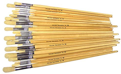 Major Brushes Assorted Hog Bristle Long Round Brushes Pack of 60