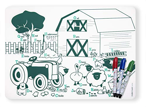 modern-twist Platzset zum Ausmalen- Farm Buddies Mat + 4 Stifte