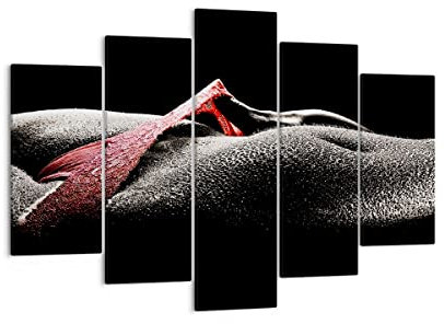 ARTTOR Bilder auf Leinwand 150x100cm Leinwandbild Körper weibliches Modell Wassertropfen Groß XXL Wanddeko Bild Schlafzimmer Set 5 teilige Wandbilder Dekoration Wohnzimmer Canvas Art EA150x100-0350
