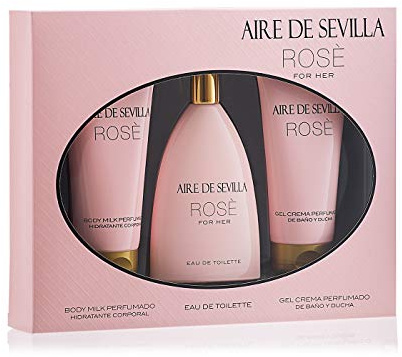 Set Perfume Mujer Aire de Sevilla Rosé - Eau de Toilette, Hidratante y Gel de Baño