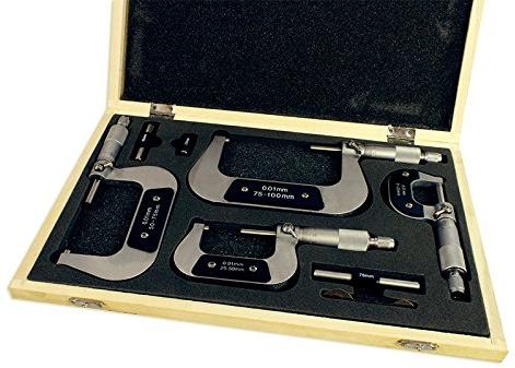 Sogi - MIC-0-100 - Lot de 4 micromètres d'extérieur, de 0 à 100 mm -