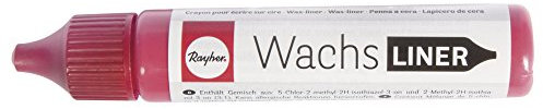 Rayher 31500287 Wachs-Liner, rot, Flasche 30 ml, zum Kerzen bemalen, Wachsstift, Flüssigwachs zum Malen direkt aus der Flasche, Klassikrot