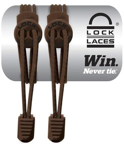 LOCK LACES - Cordones elásticos sin atar, talla única, marrón, 122,9 cm