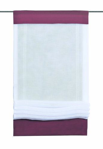 Home fashion 69165-856 Raffrollo, Voile Leinenstruktur, 140 x 80 cm, Bordeaux