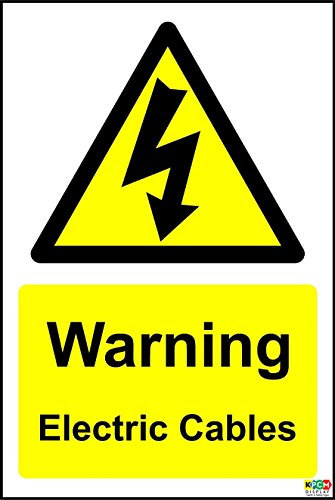 Warning Electric Cables Sign - 1.2mm Rigid Plastic 300mm x 200mm