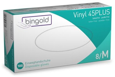 Bingold Einmalhandschuhe Vinyl 45PLUS transparent, Größe M, 100-er Pack