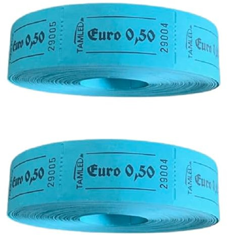 TAMLED Bonrollen Euro 0,50 blau 2 Rollen mit je 1000 perforierten Abrissen fortlaufend nummeriert Gastromarken Festival Getränke Verpflegung Events Firmenveranstaltung Volksfest Vereinsfest Wertmarke