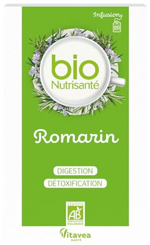 BioNutrisanté - Infusion Romarin BIO 100% naturelle - 20 sachets - Facilite la digestion - Détox - Sans arômes artificiels - Vitavea