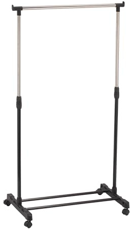 MSV Kleiderständer, Garderobenständer mit Leichtlaufrollen und einer Kleiderstange höhenverstellbar - 81 x 42 x 100-170 cm