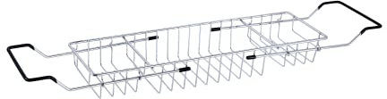 Blue Canyon Extendable Over Bath Rack, Metal Shower Caddy, Convenient Bathroom Storage for All Your Bath Time Products Including Soaps, Sponges, Bath Bombs, Books and Glasses of Bubbly (Chrome)