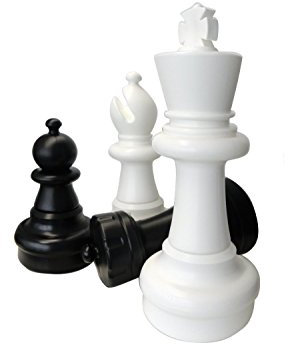 SchachQueen - Großfeldschach, Gartenschach, Königshöhe 31 cm, Durchmesser 10,5 cm, Schwarz/Weiß, 2 Spieler, ab 96 Monaten