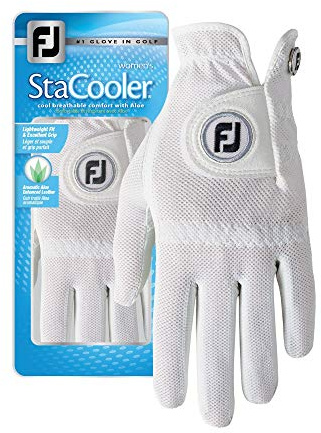 FootJoy Women's StaCooler Golf Glove, Pearl Medium, Worn on Left Hand