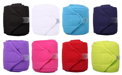 NETPROSHOP Fleece Bandagen 4er Set Länge 3 Meter in platzsparender Plastiktasche mit Griff, Farbe:Dunkelblau