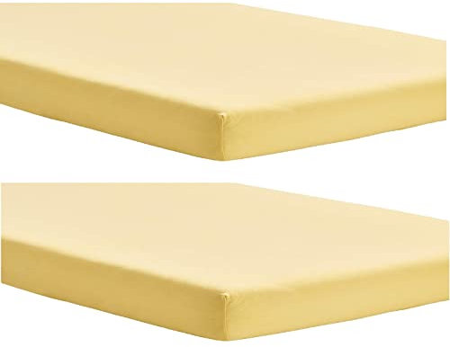 Dudu N Girlie Fitted Sheet Next to Me Crib 51 x 85 - Chicco Nexttome Crib Sheets 2 Pack Hypoallergenic Baby Cot Sheets Bedding Elasticated Breathable Easy Care (Pack of 2, Yellow)