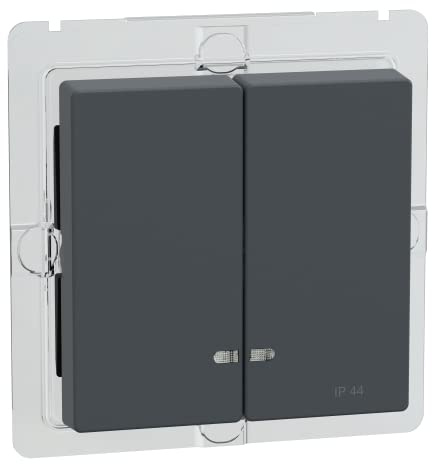 Schneider Electric Merten Doppelwippe für Serienschalter mit Kontrollfenster, IP44, Unterputz, System M, anthrazit, Artikelnummer MEG3424-0414
