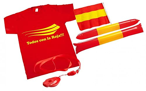 Pack Rote Mütze, Wimpel, Gemälde, Klatschen, Schal, Hupe und Hände Clack