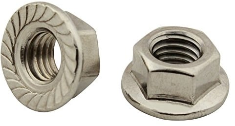 Sechskantmuttern mit Flansch und Sperrverzahnung - M5 - (50 Stück) - Flanschmuttern - DIN 6923 - Edelstahl A2 (V2A) - SC6923 | SC-Normteile