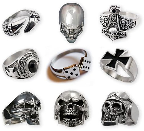 Fly Style 1 Stück Ringe aus Edelstahl - Totenkopf, Alien, Drache, Eisernes Kreuz, Ring Grösse:20.0 mm, Modelle:Dragon Claw Kralle