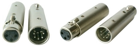 Loops XLR 5 Pin Male to 3 Pin Female DMX Adapter/Converter - Plug/Socket Lighting Barrel