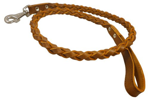 Hundeleine aus echtem Leder, rund, geflochten, 4 Stränge, 20 mm, Braun, Größe XL