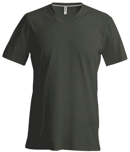 Kariban Mens Short Sleeve V Neck Slim Fit T-Shirt (XL) (Grey)