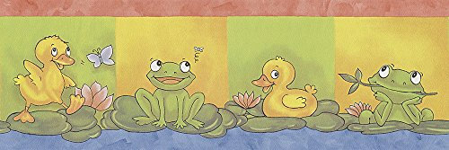 A.S. Création Bordüre Frog and Duck, grün/hellgrün/gelb/orange/weiß/blau/mehrfarbig, 831316
