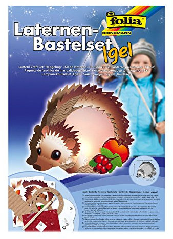 folia 94102 - Laternen Bastelset Igel, ca. 26 x 23 x 11 cm - Komplettset zur Erstellung einer wunderschönen Laterne