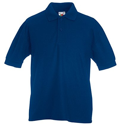 Fruit of The Loom Pique Polo T-Shirt (Pack of 3) Kids, Blue Navy, 14 Years