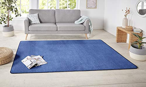 Hanse Home Nasty Teppich – Wohnzimmerteppich Flauschiger Kurzflor Einfarbig Unifarben für Esszimmer, Wohnzimmer, Kinderzimmer, Flur, Schlafzimmer, Küche – Uni Blau, 200x200cm