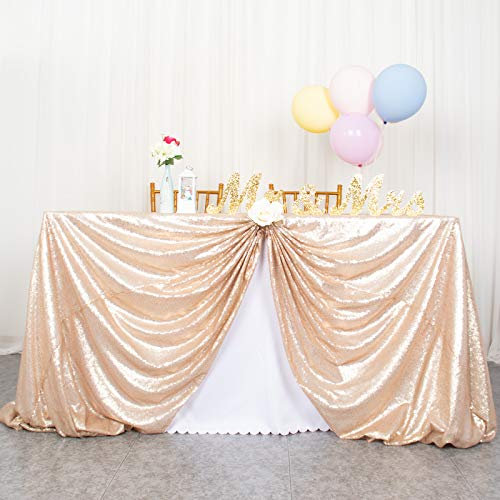 ShinyBeauty Pailletten Tischdecke-125x180cm Pailletten Stoff Hochzeit Tischdecken Glitter Party Tischdeckens für Hochzeitsfeier (125 x 180 cm, Champagner)