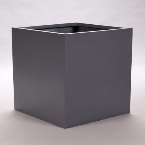 Elegant Einrichten Blumenkübel Fiberglas anthrazit metallic quadratisch 80x80x80cm