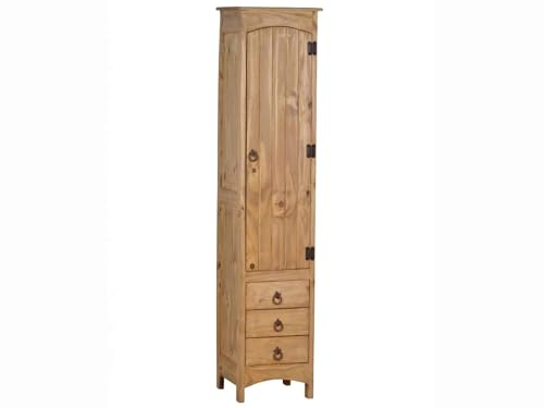 MiaMöbel Hochschrank Mexico Möbel 35x160x35 cm Landhausstil Massivholz Pinie Honig