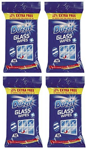 4 x Duzzit Glass Window Mirror Cleaning Wipes by Duzzit