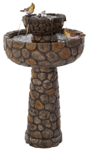Primrose 68cm Cobbled Two Tier Solar Bird Bath & Water Feature Fountain Cascade Bird Feeder