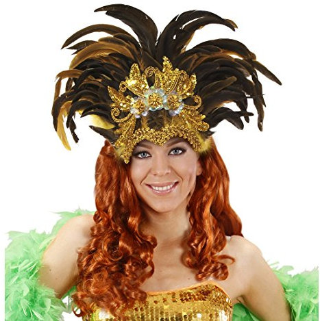 NET TOYS Samba Kopfschmuck Federschmuck Rio Inka Federkopfschmuck Brasilien Feder Kopf Schmuck Burlesque Haarband Kostüm Accessoires