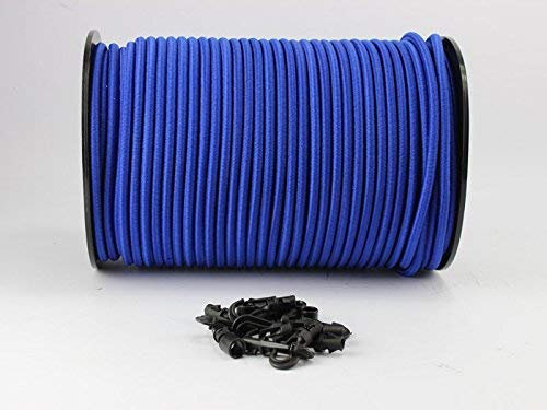 6mm Expanderseil blau 20m +20 Kunststoffhaken Gummiseil Planenseil Haken Plane