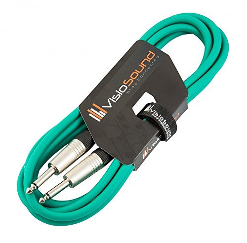 VisioSound Guitar Lead 6.35mm Mono Jack to Jack/Instrument Cable/Patch Lead / 6 Colours 3m Green