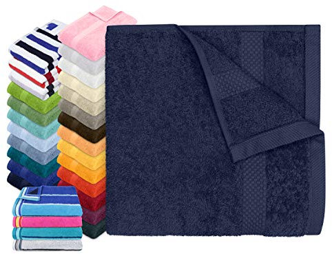 Dyckhoff Traumhaft weiche Bio-Handtuchserie - erhältlich in 22 modischen Unifarben in 7 verschiedenen Größen, sowie 7 Streifen-Variationen, 1 Handtuch 50 x 100 cm, Nachtblau