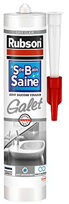 Rubson Mastic Salle de bain Saine Couleur Galet, Joint silicone multi-matériaux renforcé en antifongiques, mastic sanitaire coloré, souple & étanche, 280 ml