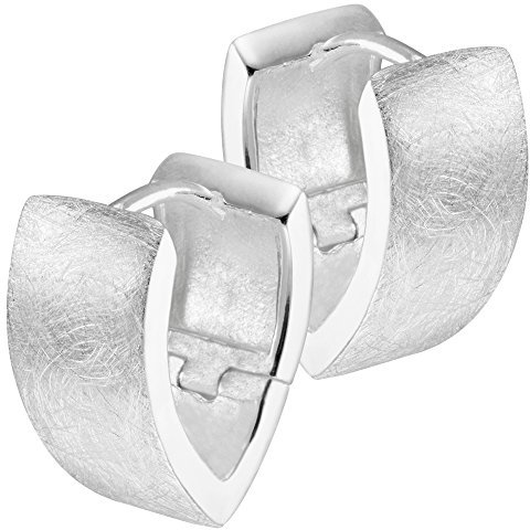 Vinani Klapp-Creolen V-Form breit gebürstet Sterling Silber 925 Ohrringe CJB