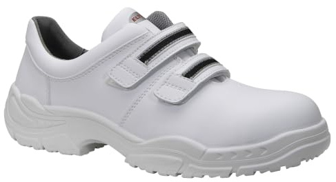 ELTEN White Strap Low ESD S3S | Sicherheitsschuhe für Damen & Herren, Stahlkappe, leicht, atmungsaktiv, Gr. 42