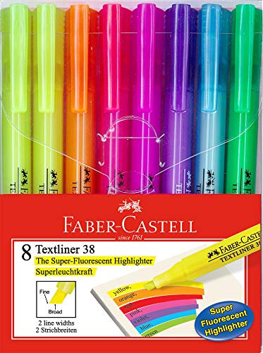 Faber-Castell 158131 - Textmarker TEXTLINER 38, 8er Etui, sortiert