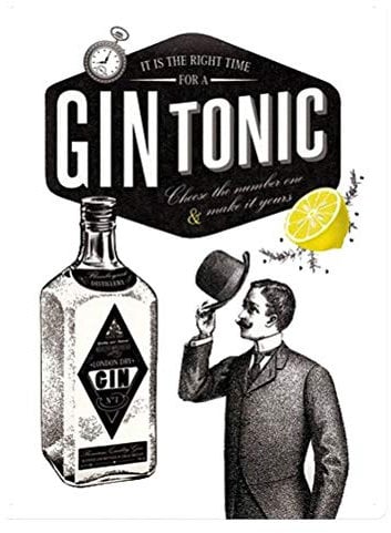 Nostalgic-Art Retro Blechschild, 30 x 40 cm, Gin Tonic – Geschenk-Idee als Bar-Zubehör, aus Metall, Vintage Design, Blechschilder Sprüche