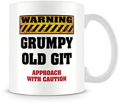 Behind The Glass - Warning Grumpy Old Git - Printed Funny Mug - Great Gift/Present Idea, Ceramic, 11fl.oz.