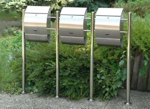 Alpuna Oscar 3er Briefkasten, Edelstahl, Wandmontage, Silver